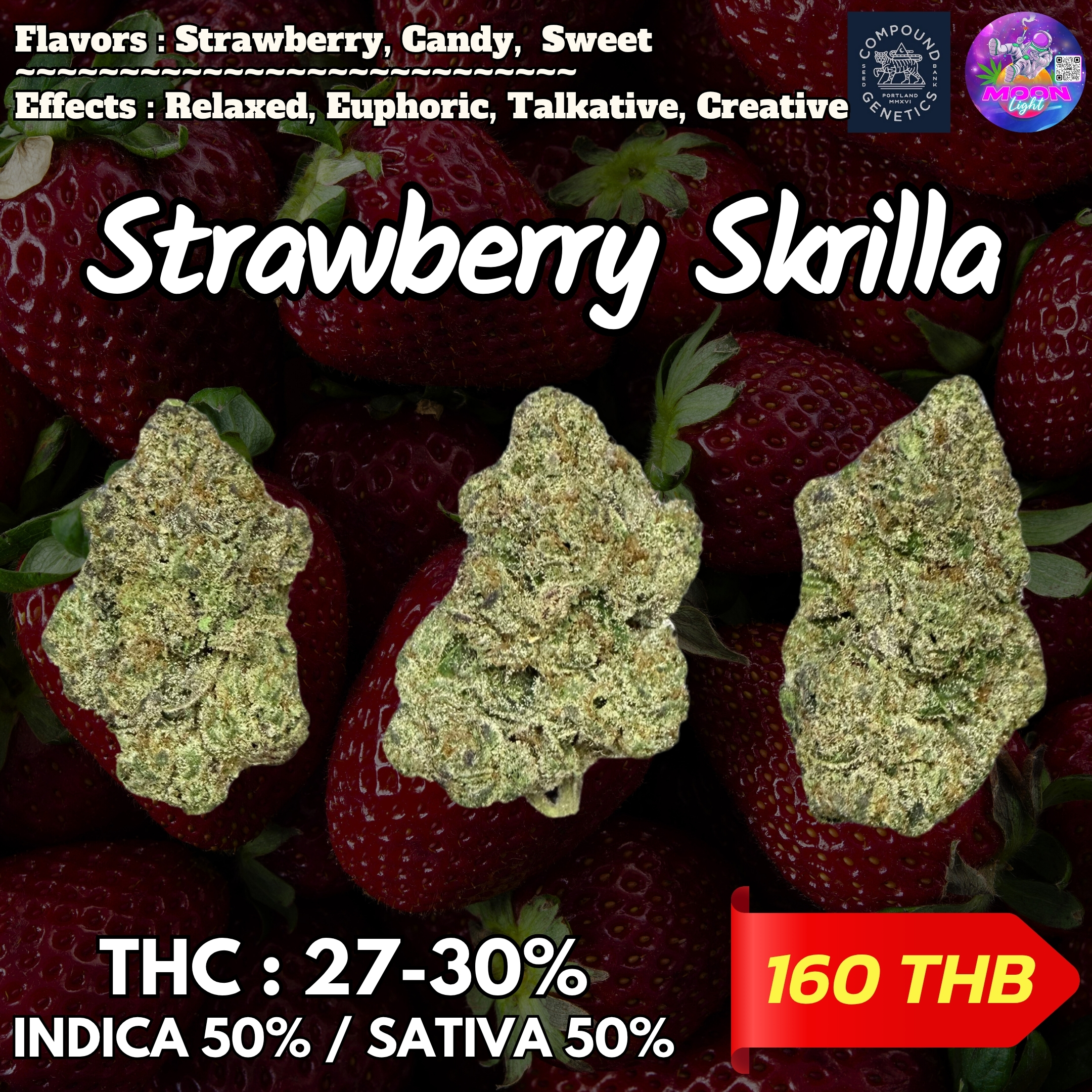 Strawberry Skrilla By. Compound Genetics THC 27-30% (Sold Out) 🚫 สินค้าที่ขายหมดแล้ว